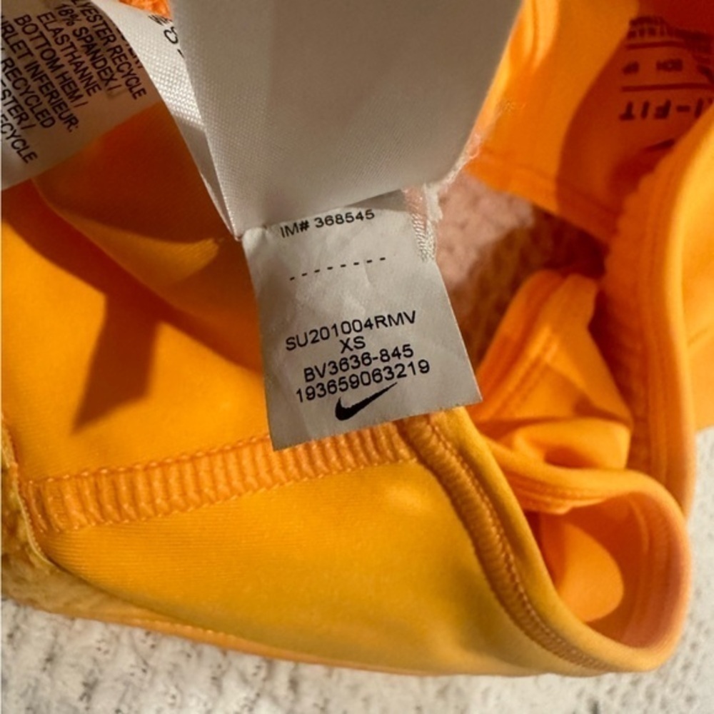 Nike Dri Fit XS Orange Women's Medium-Support 1-Piece Pad Sports Bra - Picture 7 of 7